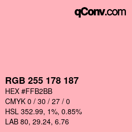 Color code: RGB 255 178 187 | qconv.com