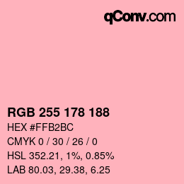 Color code: RGB 255 178 188 | qconv.com