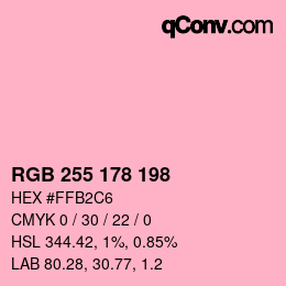 Color code: RGB 255 178 198 | qconv.com