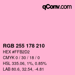 Color code: RGB 255 178 210 | qconv.com