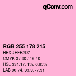 Color code: RGB 255 178 215 | qconv.com