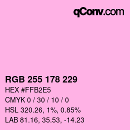 Color code: RGB 255 178 229 | qconv.com