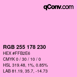 Color code: RGB 255 178 230 | qconv.com