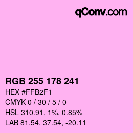 Color code: RGB 255 178 241 | qconv.com