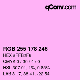 Color code: RGB 255 178 246 | qconv.com