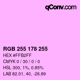 Color code: RGBA 255 178 255 1 | qconv.com