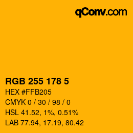Color code: RGB 255 178 5 | qconv.com