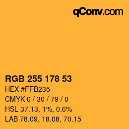 Color code: RGB 255 178 53 | qconv.com