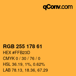 Color code: RGB 255 178 61 | qconv.com
