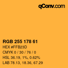 Color code: RGB 255 178 61 | qconv.com