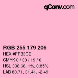 Color code: RGB 255 179 206 | qconv.com