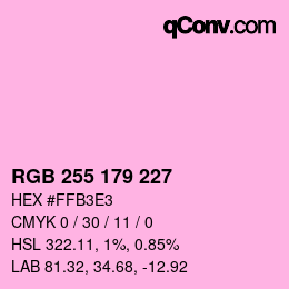 Color code: RGB 255 179 227 | qconv.com