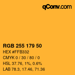 Color code: RGB 255 179 50 | qconv.com