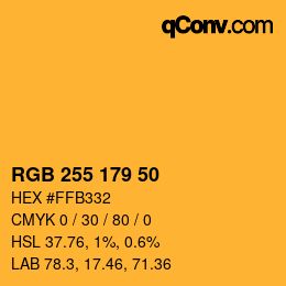 カラーコード: RGB 255 179 50 | qconv.com
