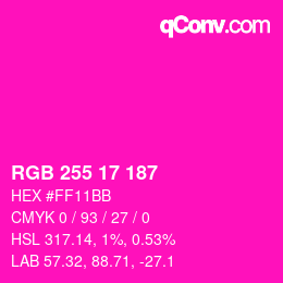 颜色代码: RGB 255 17 187 | qconv.com
