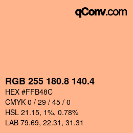 カラーコード: RGB 255 180.8 140.4 | qconv.com