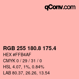 カラーコード: RGB 255 180.8 175.4 | qconv.com