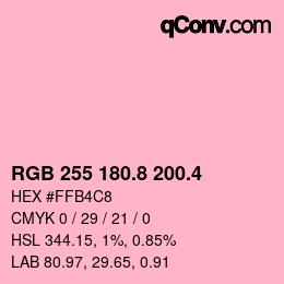 カラーコード: RGB 255 180.8 200.4 | qconv.com