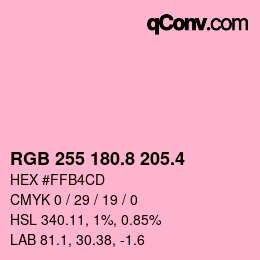 カラーコード: RGB 255 180.8 205.4 | qconv.com