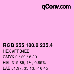 カラーコード: RGB 255 180.8 235.4 | qconv.com
