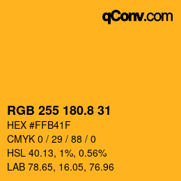 Color code: RGB 255 180.8 31 | qconv.com
