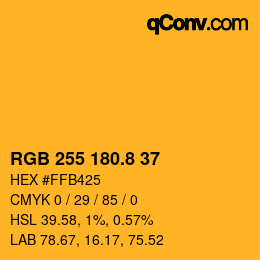 Color code: RGB 255 180.8 37 | qconv.com
