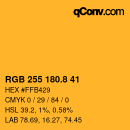 Color code: RGB 255 180.8 41 | qconv.com