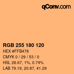 颜色代码: RGB 255 180 120 | qconv.com