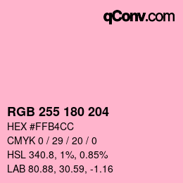 Código de color: RGB 255 180 204 | qconv.com