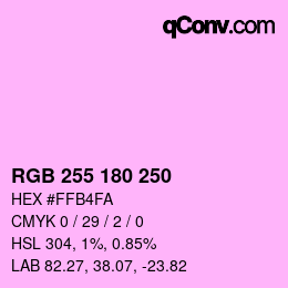 Color code: RGB 255 180 250 | qconv.com
