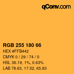 颜色代码: RGB 255 180 66 | qconv.com