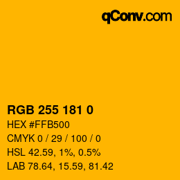 Color code: RGB 255 181 0 | qconv.com