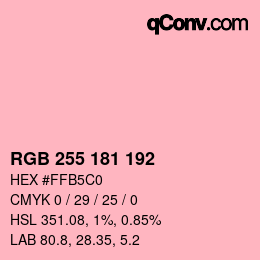 Color code: RGB 255 181 192 | qconv.com