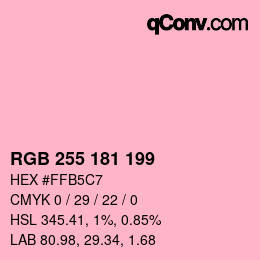 Color code: RGB 255 181 199 | qconv.com