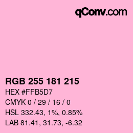 Color code: RGB 255 181 215 | qconv.com