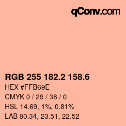 カラーコード: RGB 255 182.2 158.6 | qconv.com