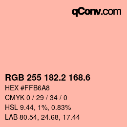 カラーコード: RGB 255 182.2 168.6 | qconv.com