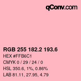カラーコード: RGB 255 182.2 193.6 | qconv.com