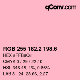 カラーコード: RGB 255 182.2 198.6 | qconv.com