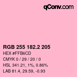 Farbcode: RGB 255 182.2 205 | qconv.com