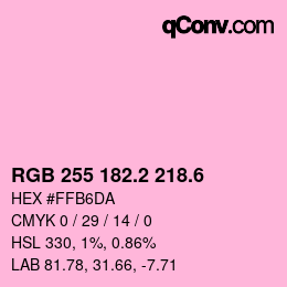 カラーコード: RGB 255 182.2 218.6 | qconv.com