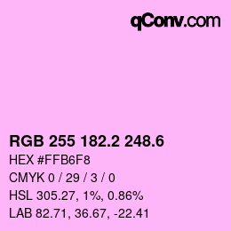 カラーコード: RGB 255 182.2 248.6 | qconv.com