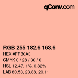 カラーコード: RGB 255 182.6 163.6 | qconv.com