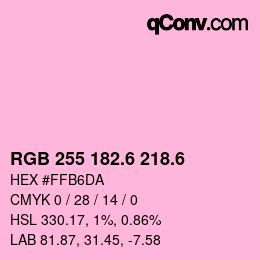 カラーコード: RGB 255 182.6 218.6 | qconv.com