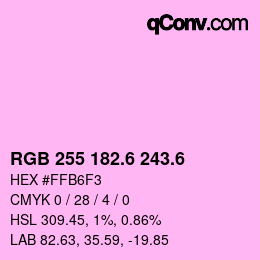 カラーコード: RGB 255 182.6 243.6 | qconv.com