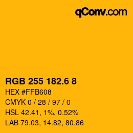カラーコード: RGB 255 182.6 8 | qconv.com