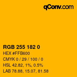 Color code: RGB 255 182 0 | qconv.com