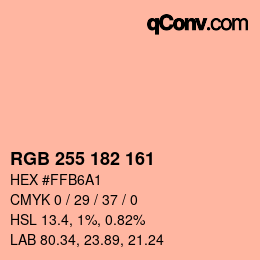 カラーコード: RGB 255 182 161 | qconv.com