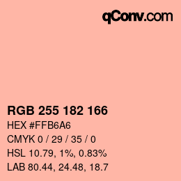 Color code: RGB 255 182 166 | qconv.com