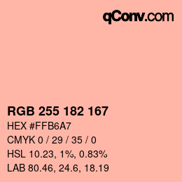 カラーコード: RGB 255 182 167 | qconv.com
